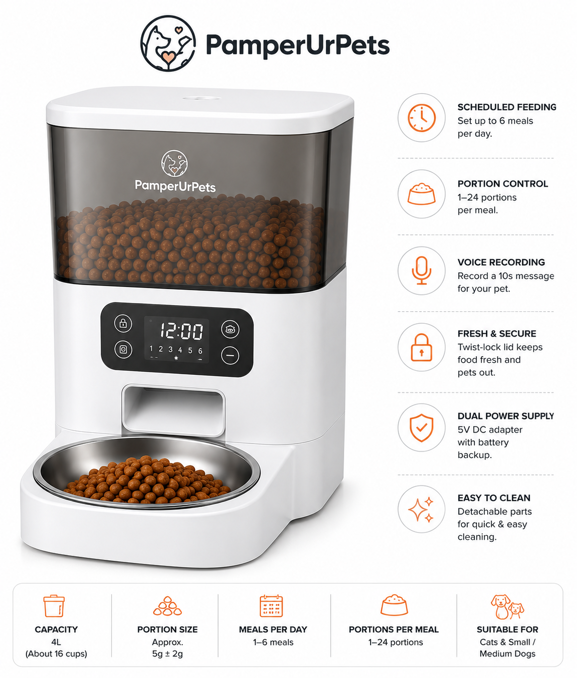 PamperUrPets Smart Automatic Pet Feeder - Image 2